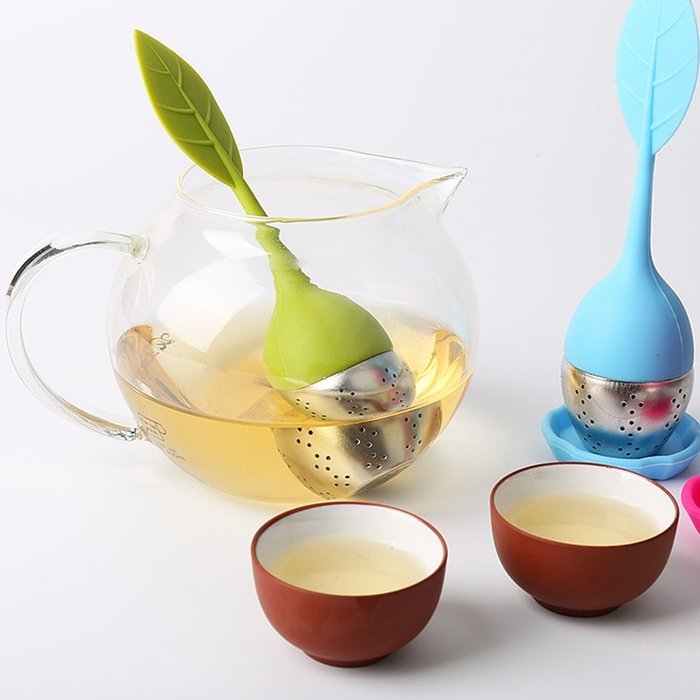 Olens Set of 4 Silicone Handle Stainless Steel Strainer Drip Tray Included - Loose Tea Steeper Filter (Set of... N7