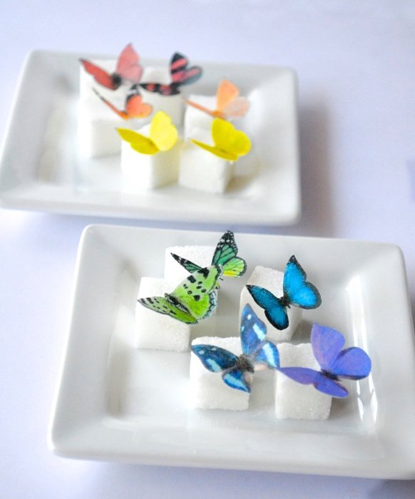 Edible Butterflies &copy; - Mini Assorted Rainbow Set of 48 - Cake and Cupcake Toppers, Decoration