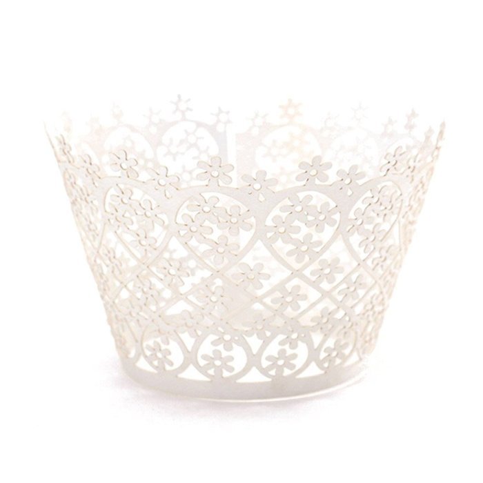 HUAL Cupcake Wrappers 50 Filigree Artistic Bake Cake Paper Cups Flowers Lace Laser Cut Liner Baking Cup Muffin... N6