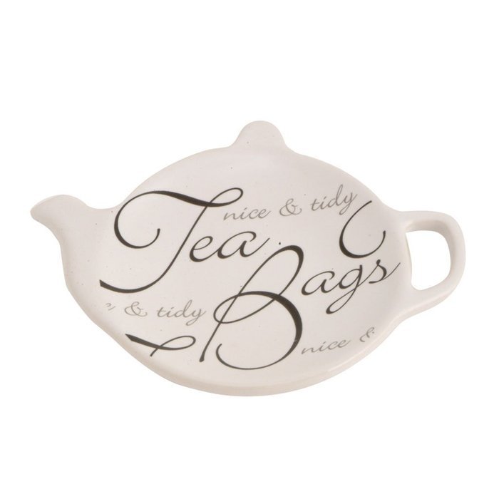 Script White Teabag Holder