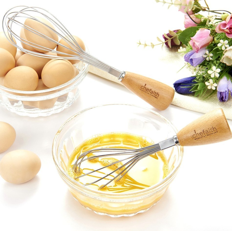 Chefaith 2-Pcs Stainless Steel Balloon Whisk, 9" & 7" [Wooden Handle for Nice Grip] - Premium Quality Kitchen... N7