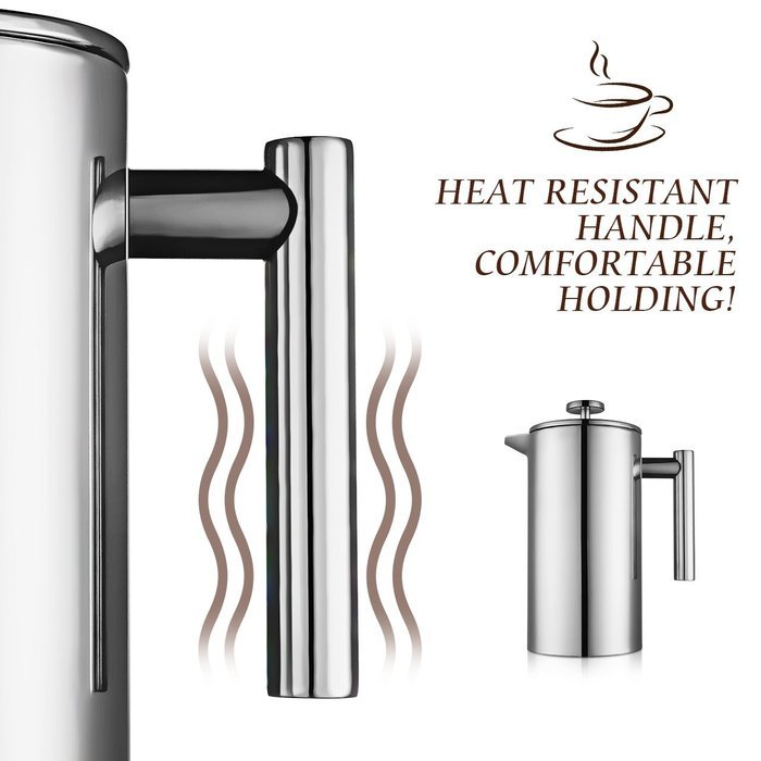 Homitt 34oz French Press Coffee Maker & Tea Maker (8-Cups) with 3 Extra Replacement Screen Mesh,1 Stainless Steel... N11