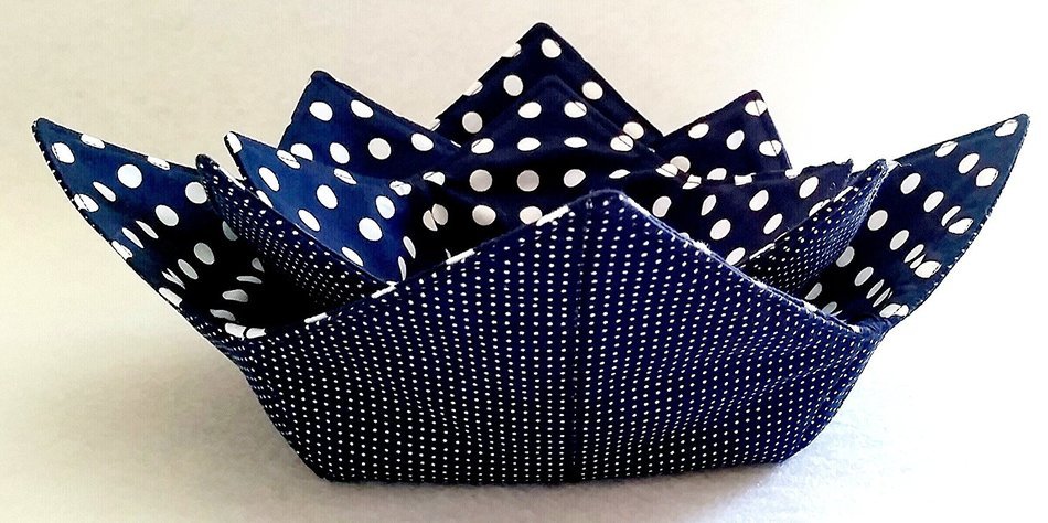 Microwave Bowl Cozy 3 pc. Set: Navy Blue Dots N5