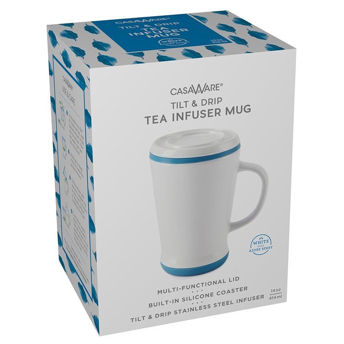 casaWare Tilt and Drip Tea Infuser Ceramic Mug, 14-Ounce (Matcha Green) N13