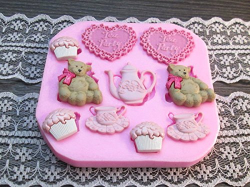 Anyana Bear Heart Teapot Silicone Fondant Mold Cake Decorating Pastry Gum Pastry Tool Kitchen Tool Sugar Paste...