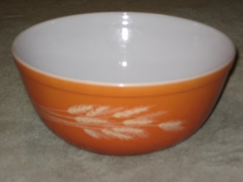 Vintage 1980's Pyrex AUTUMN HARVEST WHEAT Burnt Orange 2 1/2 Quart Batter Mixing Nesting Bowl