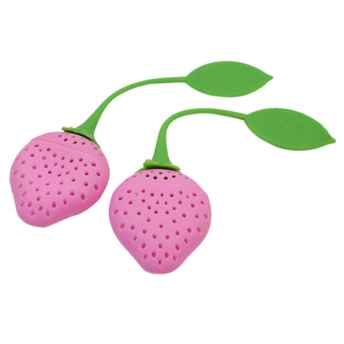 2pcs Cute Strawberry Silicone Tea Leaf Strainers Herbal Spice Infusers Filters