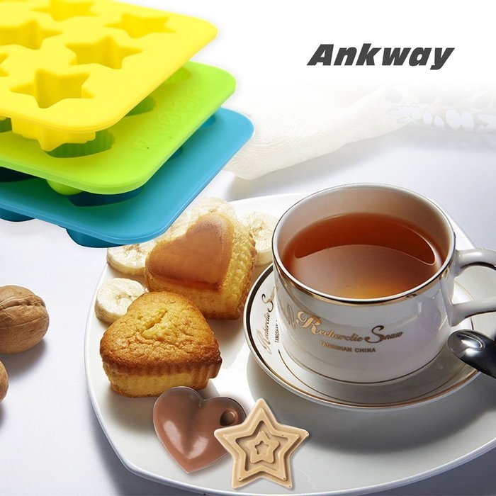 Ankway Silicone Cupcake Pan, Nonstick Fish & Bone Shape Bakeware Mold (2 Pack) N11