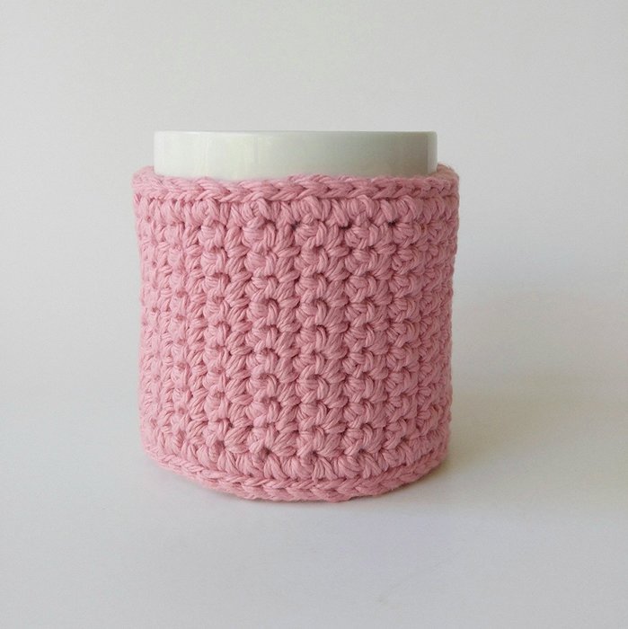 Cotton Coffee Cup Cozy Pink Bling Button N2