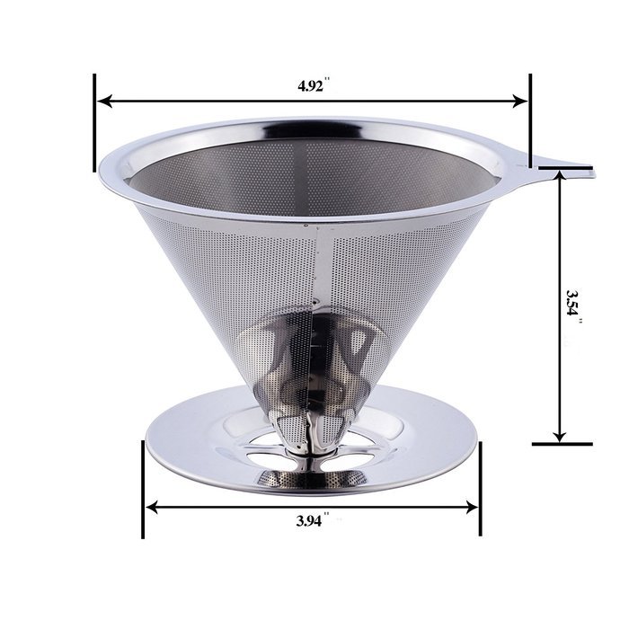 Superjare 1-4 Cups Reusable Stainless Steel Coffee Dripper 30105L N2
