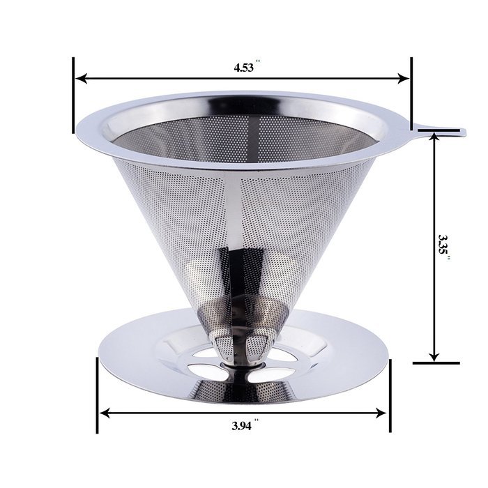 Superjare 1-4 Cups Reusable Stainless Steel Coffee Dripper 30105L N3