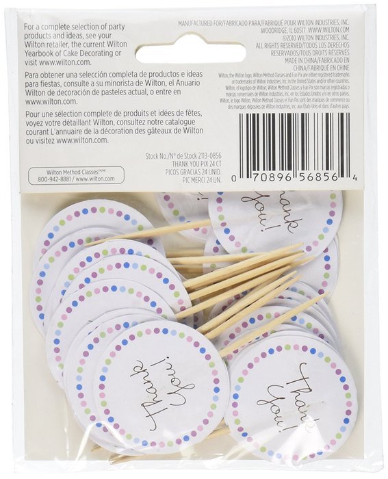 Wilton 2113-0856 Cupcake Picks, Thank You, 24-Pack N3
