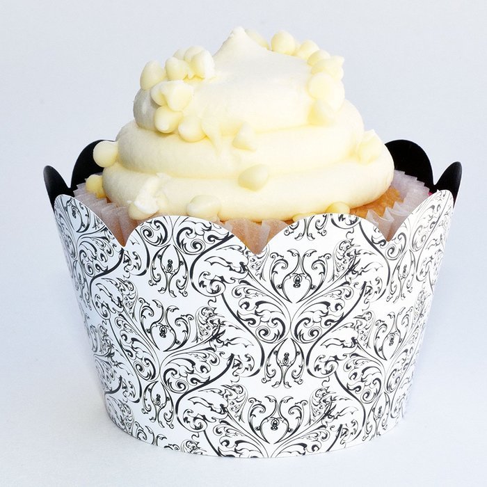 Paris Themed Cupcake Wrappers, Black and White Damask, Confetti Couture Party Supplies, 36 Wraps N8