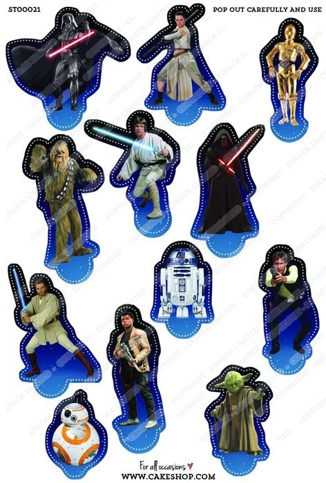 Cakeshop 12 x PRE-CUT Star Wars Stand Up Edible Cake Toppers - Premium Wafer Paper