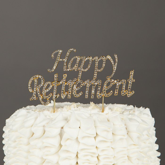 Happy Retirement Cake Topper Party Supplies Decoration Ideas (Silver) N4