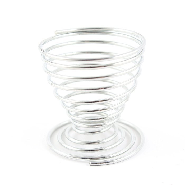 Vintage Wire Metal Boiled Egg Cup Holder Spring Strainer