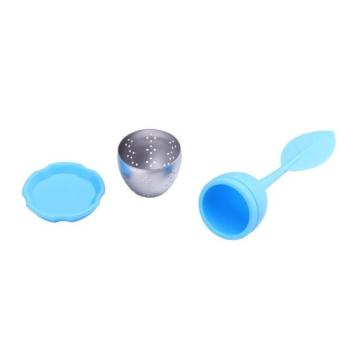 Orange Silicone Loose Leaf Tea Infuser Strainer Filter With Drip Tray N4