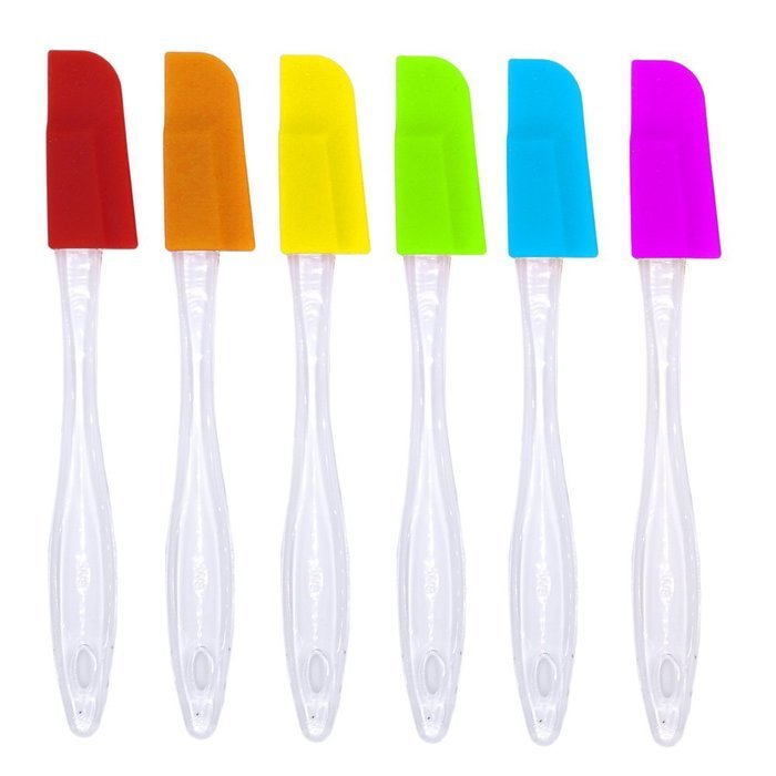 Ottiman Silicone Baking Spatulas - 7 Inch (Set of 6) Spoon Style Dishwasher Safe Durable Jar Icing Scraper Butter...