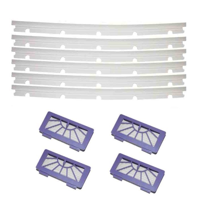 Iautomatic 4 hepa Filters + 6 Blades Replacement For Neato XV-11 xv-12 xv-14