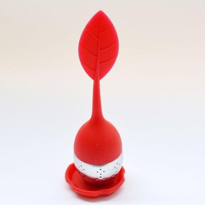 Cute Silicone Stainless Steel Leaf Tea Strainer Teaspoon Infuser Spice Filter N2