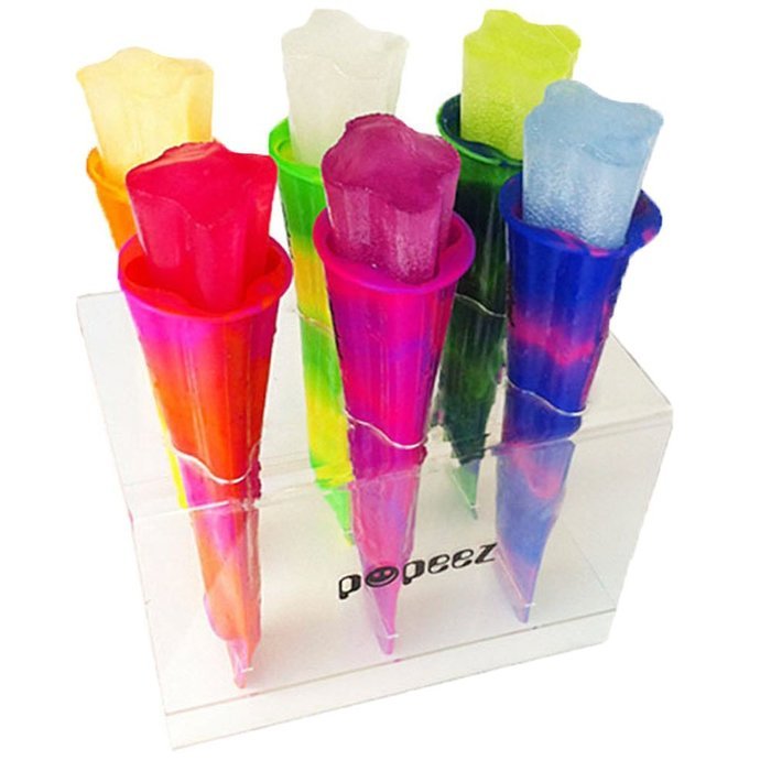 POPEEZ ICE POP MOLDS, 6 popsicle molds, stand indluded, FREE BONUS 6 Colors Silicone Wristbands, Flower Shape... N3