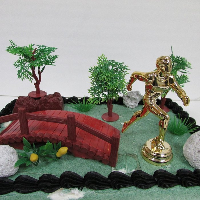 Marathon Running Nature Scape Themed 10 Piece Birthday Cake Topper Featuring Jogger Runner and Other Decorative... N5