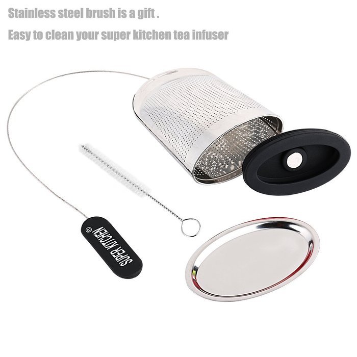 Super Kitchen Ultra Fine Premium Stainless Steel Tea Infuser With Brush Strainer Filters Tea Interval Diffuser... N11