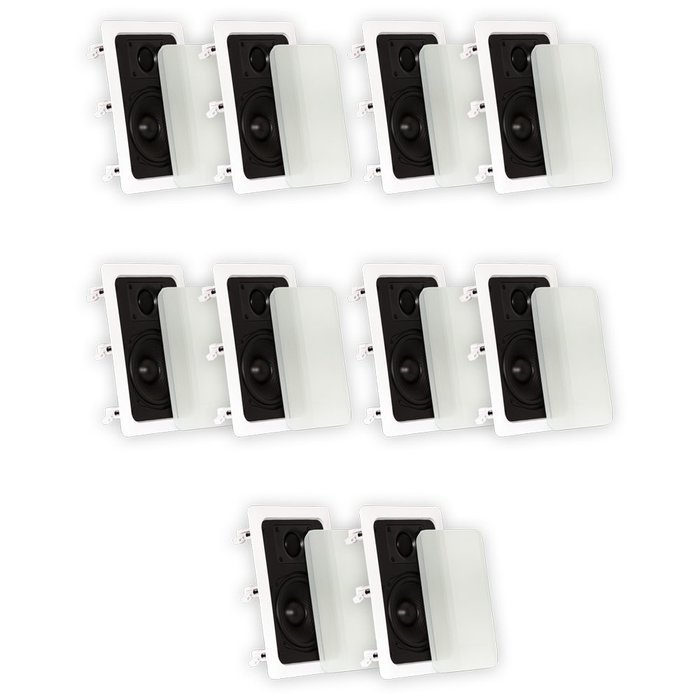 Theater Solutions TS50W In Wall Speakers Surround Sound Home Theater 5 Pair Pack