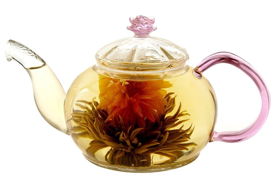 Tea gift Glass Teapot Duo, 16oz/470ml with Fab Flowering Tea (2 Blooms) N8