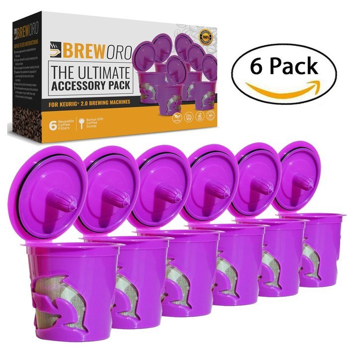 6 Reusable K-Cups by Breworo - Refillable K Cup Coffee Filters for Keurig 2.0, K200, K250, K300, K350, K400, K450... N3