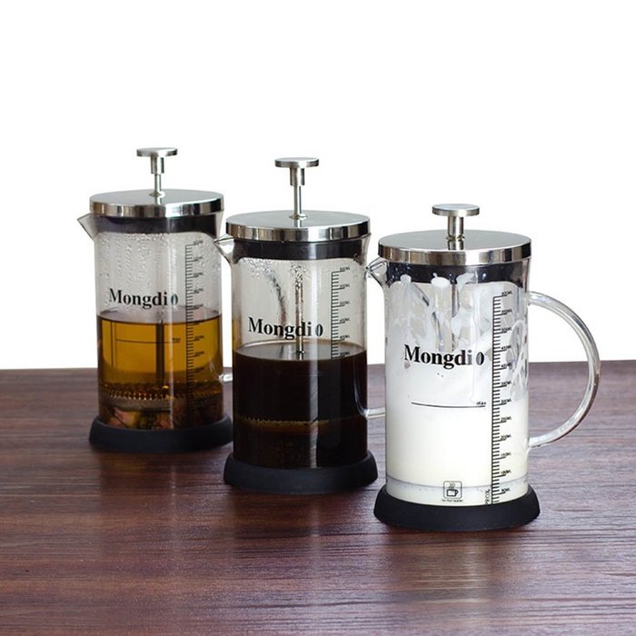 Oak-Pine 600 ML / 20 Oz Portable Heat Resistant Stainless Steel High Borosilicate Glass Graduated French Coffee... N6