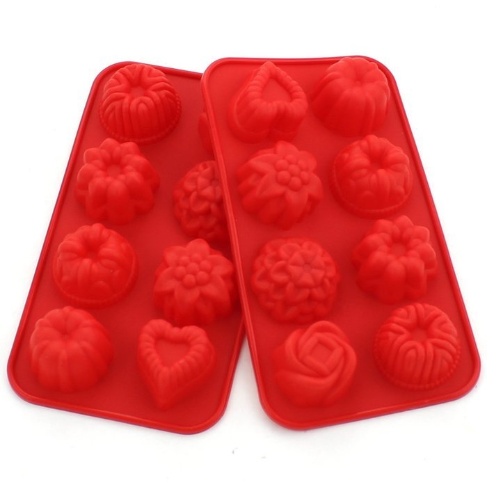Zicome Set of 2 Flowers Silicone Non Stick Cake Bread Mold Chocolate Jelly Candy Baking Mould