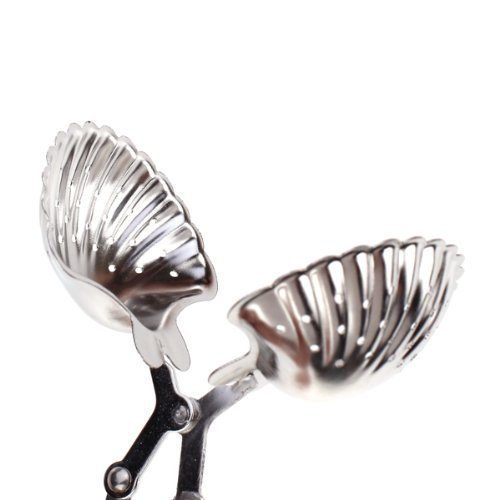 Click Down Stainless Steel Sea Shell Tea Infuser Strainer with Squeeze Handle N7