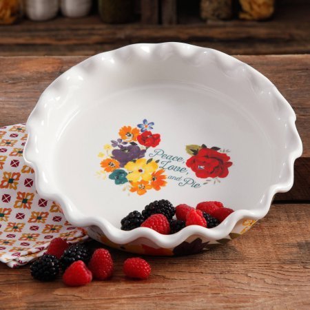 The Pioneer Woman 9" Ruffle Top Ceramic Pie Pan, TIMELESS FLORAL N4
