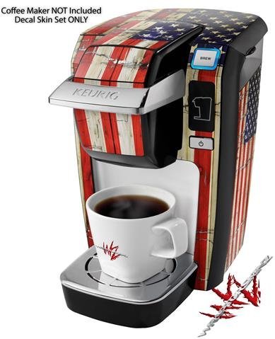 Painted Faded and Cracked USA American Flag - Decal Style Vinyl Skin fits Keurig K10 Mini Plus Coffee Makers (... N2
