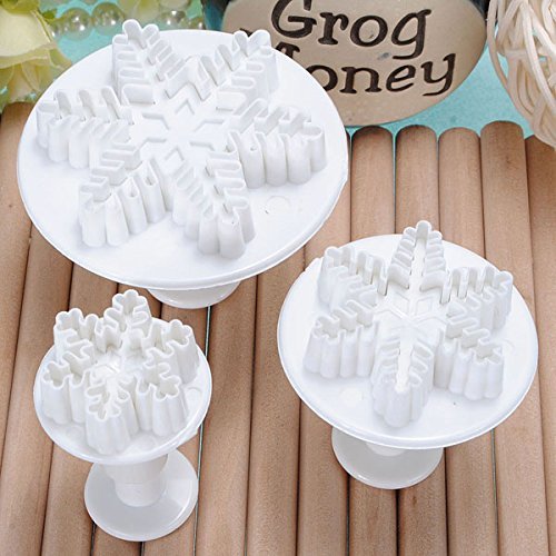 3 Snowflake Fondant Cake Bread Decorating Sugarcraft Mold Cookie Plunger Cutters Mould DIY Tools N9