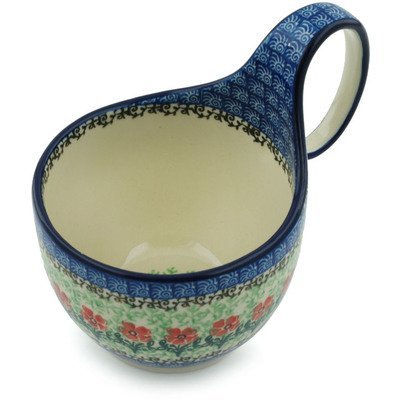 Polish Pottery Bowl with Handles 6-inch Maraschino N4
