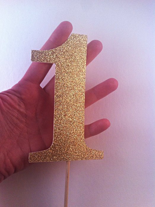 Gold Glitter Number Cake Topper - pick your number N3