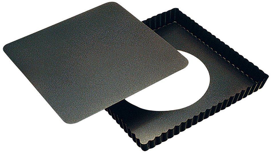 Paderno World Cuisine 9 by 9 Inch Square Fluted Non-Stick Tart Mold with Removable Bottom