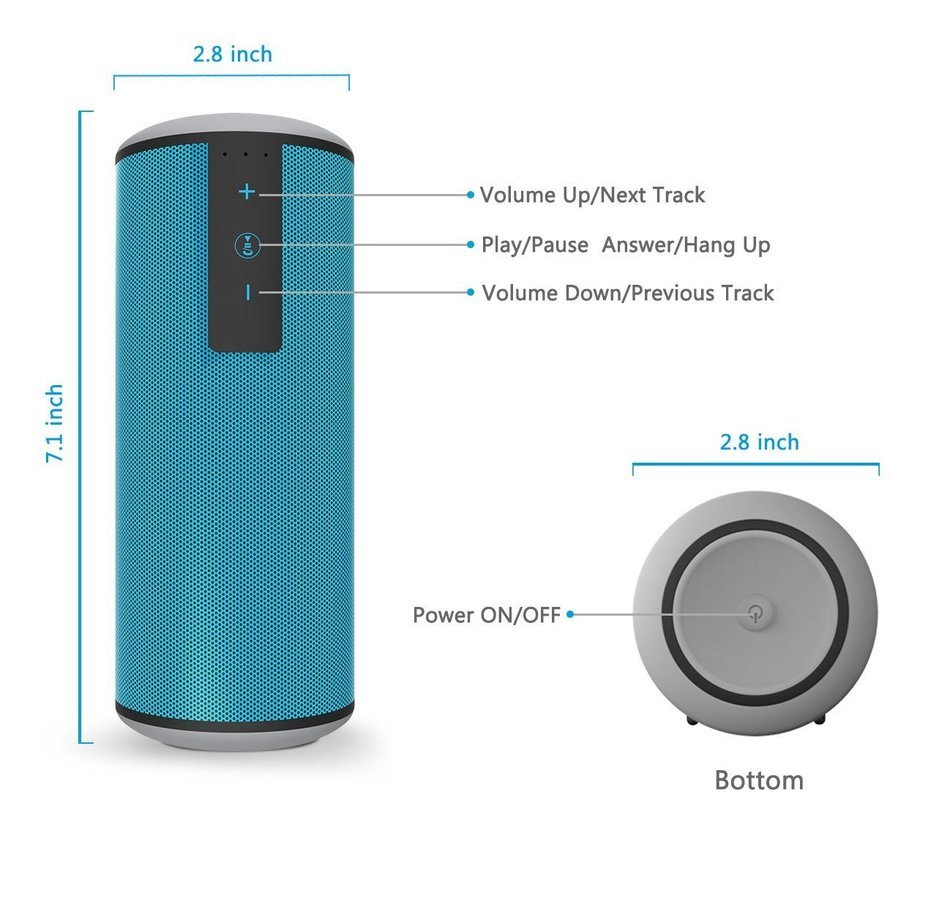 Trendwoo Portable Waterproof Bluetooth Speaker with 12W Loudspeaker with Super Bass 15 Hours Playtime for iPhone... N6