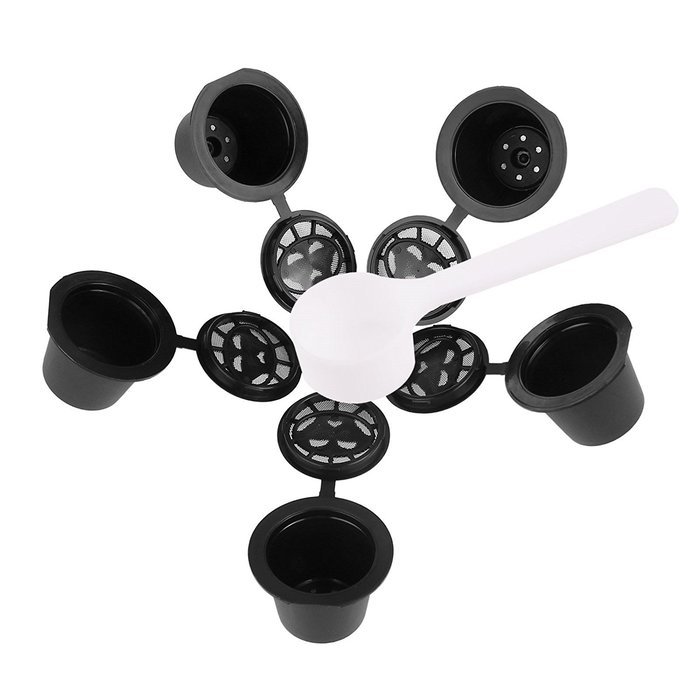 ONEVER 5pcs Reusable Coffee Capsules Cups Espresso Pods Filters For Nespresso Machines with 1pc Plastic Bonus... N4