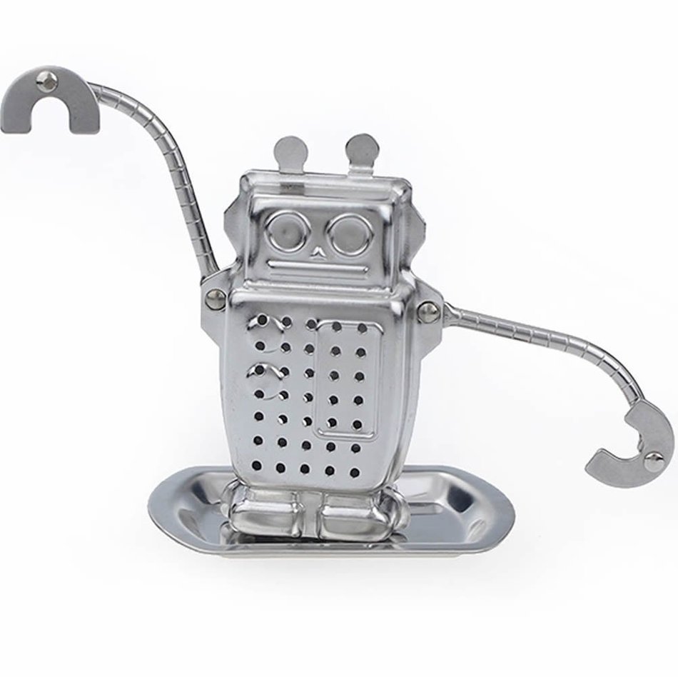 HeroNeo&reg; Robot Hanging Tea Leaf Diffuser Infuser Stainless Steel Strainer Herbal Spice Filter With Drip Tray N6
