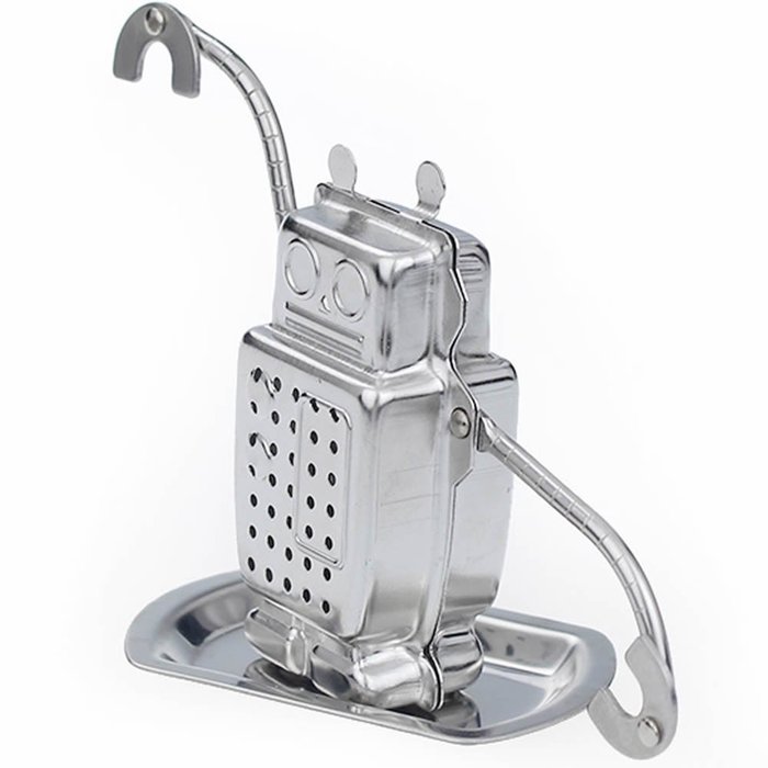 HeroNeo&reg; Robot Hanging Tea Leaf Diffuser Infuser Stainless Steel Strainer Herbal Spice Filter With Drip Tray N7