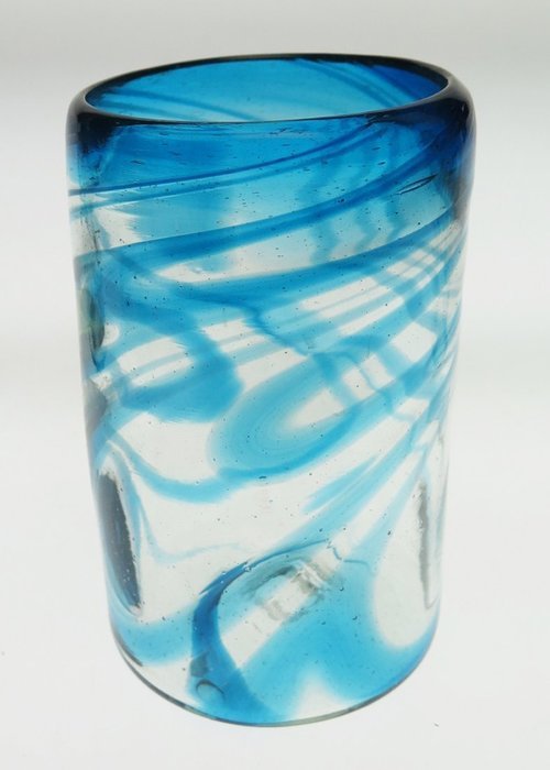Mexican Glasses & Pitcher Set, Turquoise Swirl 16 oz (Set of 6) N5