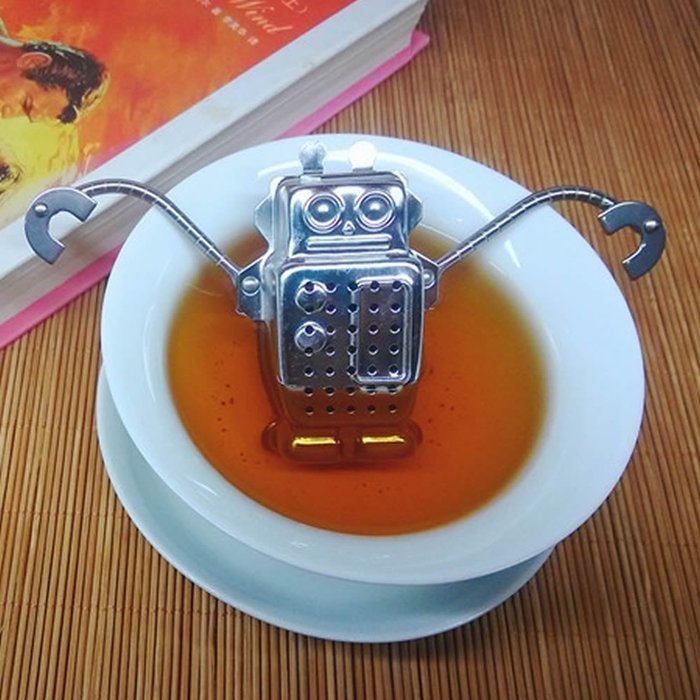 HeroNeo&reg; Robot Hanging Tea Leaf Diffuser Infuser Stainless Steel Strainer Herbal Spice Filter With Drip Tray N8