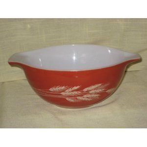 Vintage 1980's Pyrex AUTUMN HARVEST WHEAT Red-Brown 4 Quart Cinderella Batter Mixing Nesting Bowl