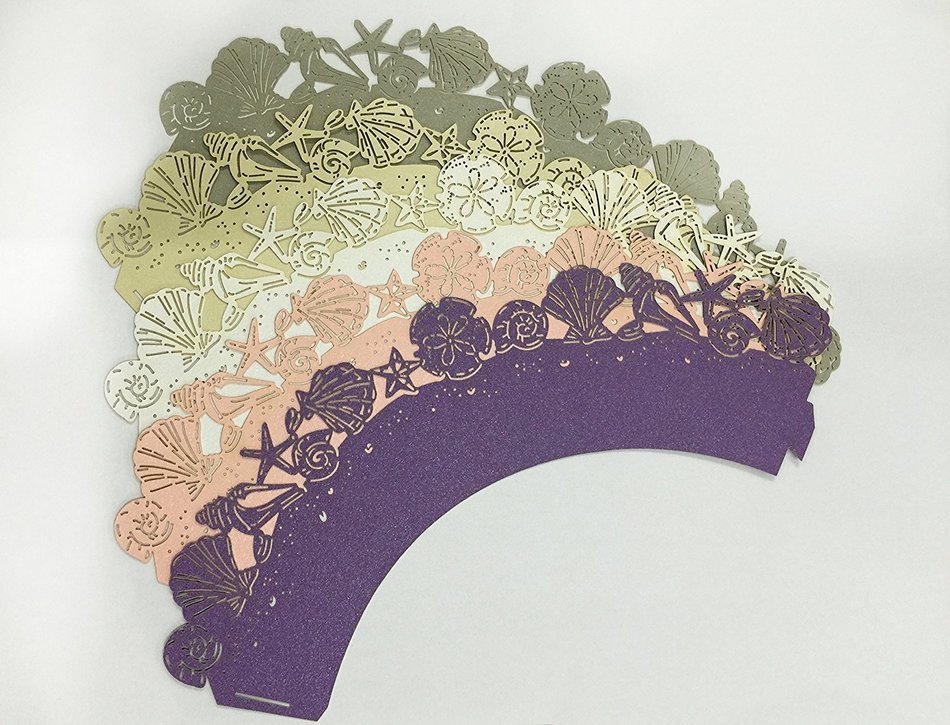 HUAL Cupcake Wrappers 50 Filigree Artistic Bake Cake Paper Cups Shell Lace Laser Cut Liner Baking Cup Muffin Case... N2