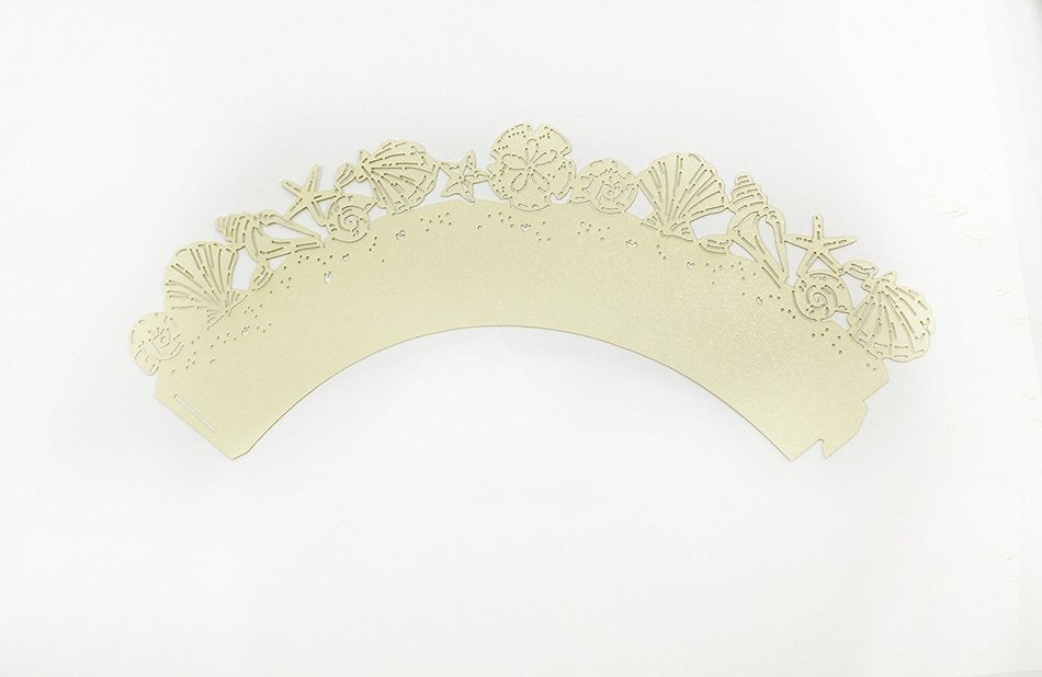 HUAL Cupcake Wrappers 50 Filigree Artistic Bake Cake Paper Cups Shell Lace Laser Cut Liner Baking Cup Muffin Case... N4