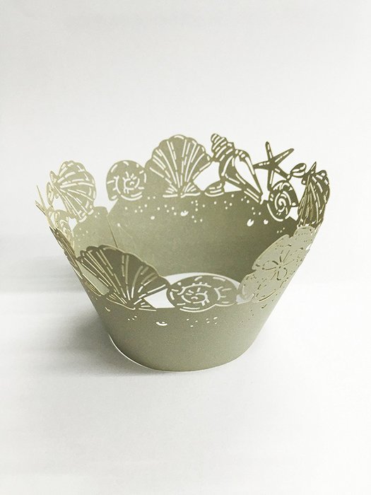 HUAL Cupcake Wrappers 50 Filigree Artistic Bake Cake Paper Cups Shell Lace Laser Cut Liner Baking Cup Muffin Case... N5
