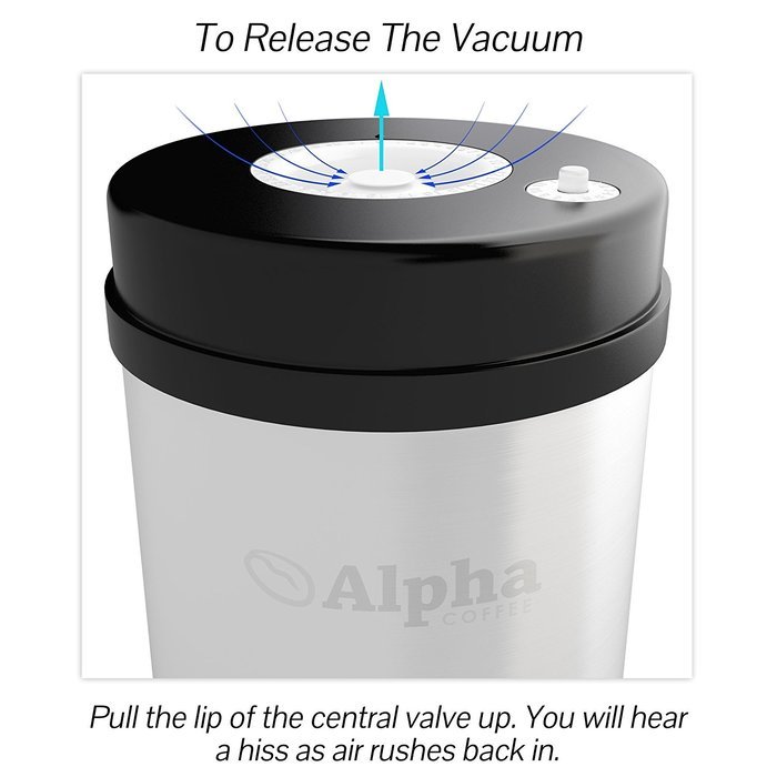 Coffee Storage Container. Best Vacuum Seal Canister For Whole Bean Or Ground. Solid Stainless Steel Vault And... N4